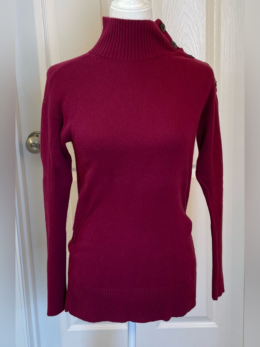 Talbots button detail mock turtleneck sweater
